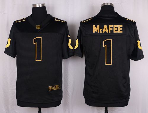 Nike Colts 1 Pat Mcafee Black Mens Stitched Nfl Elite Pro Line Gold Collection Jersey