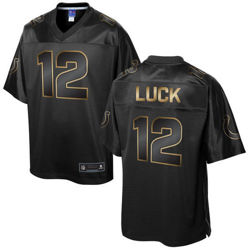 Nike Colts 12 Andrew Luck Pro Line Black Gold Collection Mens Stitched Nfl Game Jersey