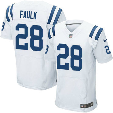 Nike Colts 28 Marshall Faulk White Mens Stitched Nfl Elite Jersey
