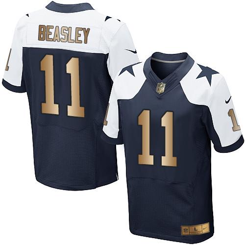 Nike Cowboys 11 Cole Beasley Navy Blue Thanksgiving Throwback Mens Stitched Nfl Elite Gold Jersey