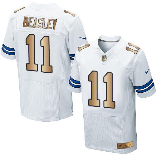Nike Cowboys 11 Cole Beasley White Mens Stitched Nfl Elite Gold Jersey