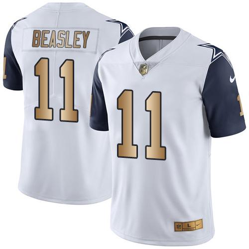 Nike Cowboys 11 Cole Beasley White Mens Stitched Nfl Limited Gold Rush Jersey