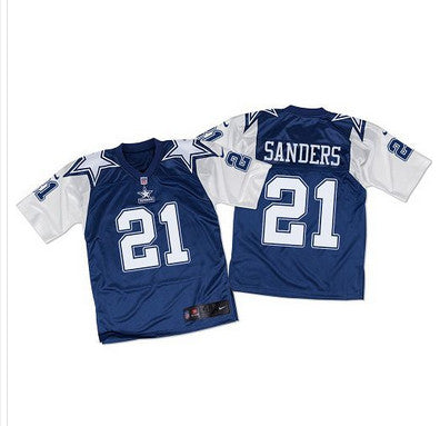 Nike Cowboys 21 Deion Sanders Navy Bluewhite Throwback Mens Stitched Nfl Elite Jersey