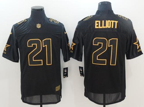 Nike Cowboys 21 Ezekiel Elliott Black Mens Stitched Nfl Elite Pro Line Gold Collection Jersey