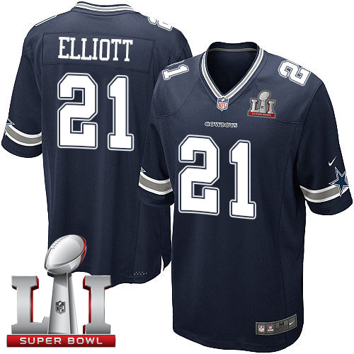Nike Cowboys 21 Ezekiel Elliott Navy Blue Team Color Stitched Nfl Super Bowl Li 51 Elite Jersey