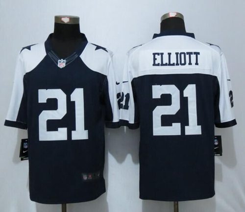 Nike Cowboys 21 Ezekiel Elliott Navy Blue Thanksgiving Throwback Mens Stitched Nfl Limited Jersey