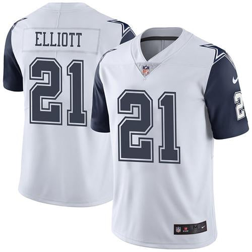 Nike Cowboys 21 Ezekiel Elliott White Mens Stitched Nfl Limited Rush Jersey
