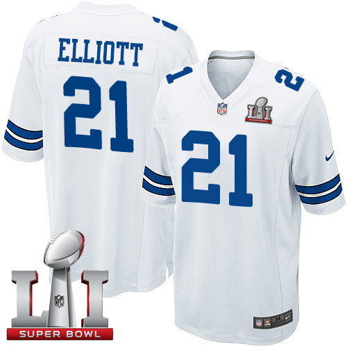 Nike Cowboys 21 Ezekiel Elliott White Stitched Nfl Super Bowl Li 51 Elite Jersey