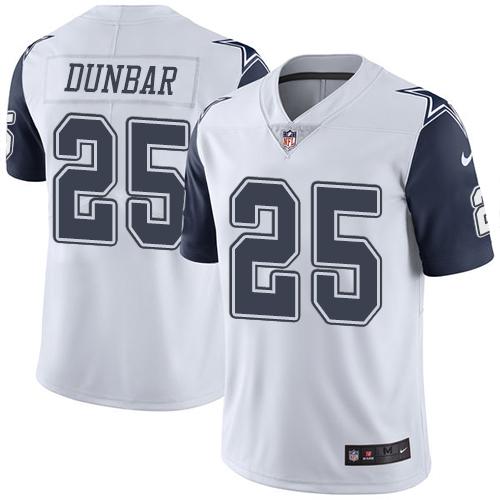 Nike Cowboys 25 Lance Dunbar White Mens Stitched Nfl Limited Rush Jersey