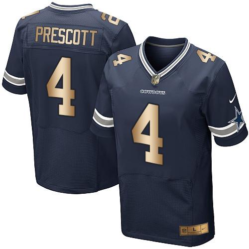 Nike Cowboys 4 Dak Prescott Navy Blue Team Color Mens Stitched Nfl Elite Gold Jersey