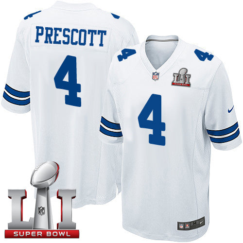 Nike Cowboys 4 Dak Prescott White Stitched Nfl Super Bowl Li 51 Elite Jersey