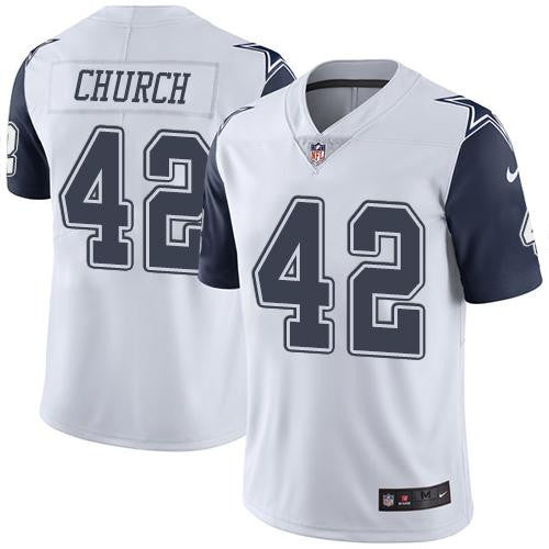 Nike Cowboys 42 Barry Church White Mens Stitched Nfl Limited Rush Jersey
