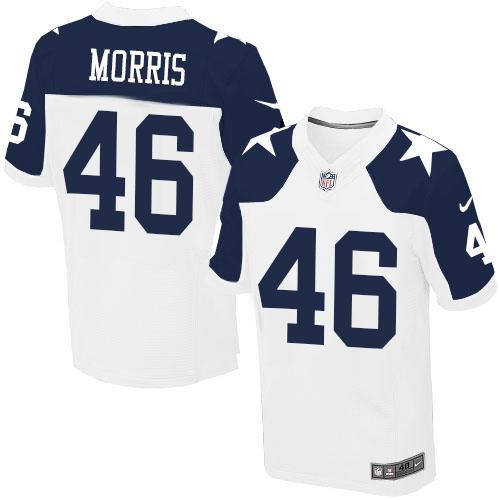 Nike Cowboys 46 Alfred Morris White Thanksgiving Mens Stitched Nfl Throwback Elite Jersey