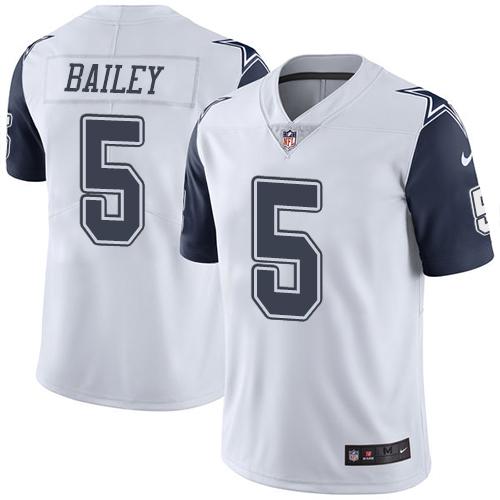 Nike Cowboys 5 Dan Bailey White Mens Stitched Nfl Limited Rush Jersey
