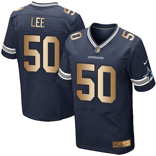 Nike Cowboys 50 Sean Lee Navy Blue Team Color Mens Stitched Nfl Elite Gold Jersey