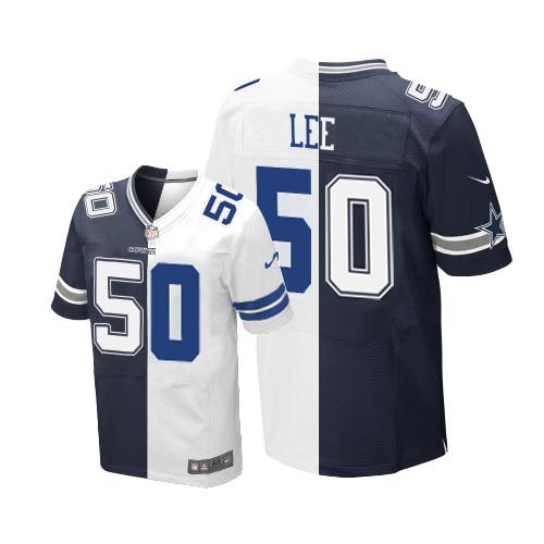 Nike Cowboys 50 Sean Lee Navy Blue White Mens Stitched Nfl Elite Split Jersey
