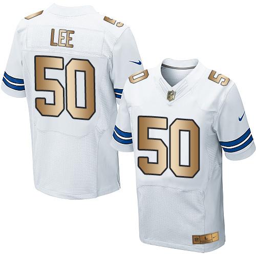 Nike Cowboys 50 Sean Lee White Mens Stitched Nfl Elite Gold Jersey