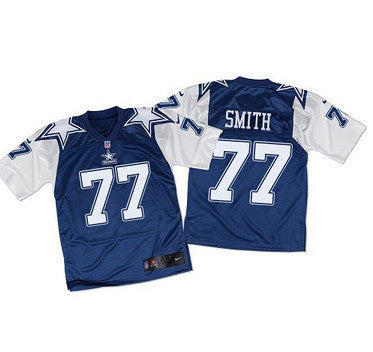 Nike Cowboys 77 Tyron Smith Navy Bluewhite Throwback Mens Stitched Nfl Elite Jersey