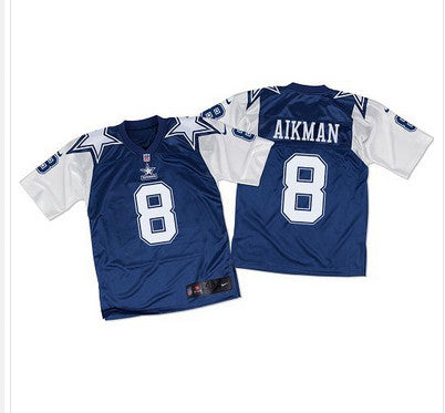 Nike Cowboys 8 Troy Aikman Navy Bluewhite Throwback Mens Stitched Nfl Elite Jersey