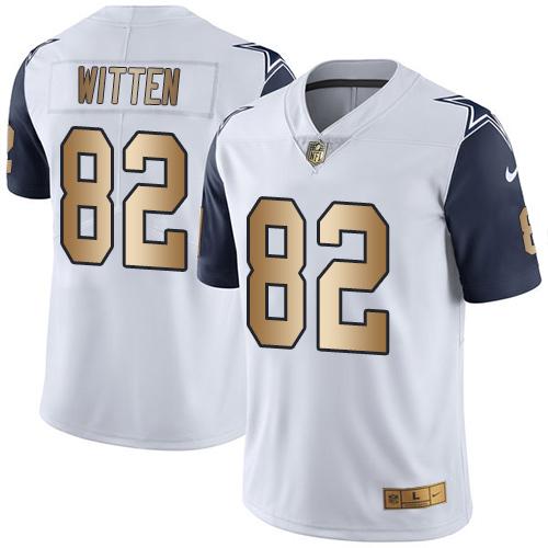 Nike Cowboys 82 Jason Witten White Mens Stitched Nfl Limited Gold Rush Jersey