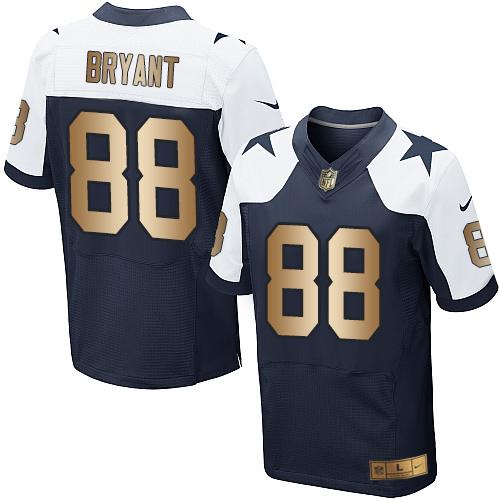 Nike Cowboys 88 Dez Bryant Navy Blue Thanksgiving Throwback Mens Stitched Nfl Elite Gold Jersey