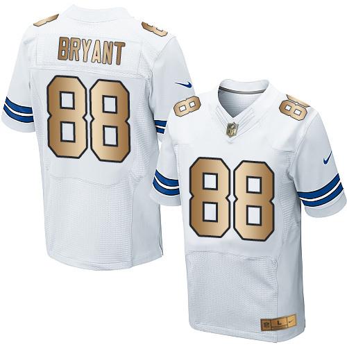 Nike Cowboys 88 Dez Bryant White Mens Stitched Nfl Elite Gold Jersey