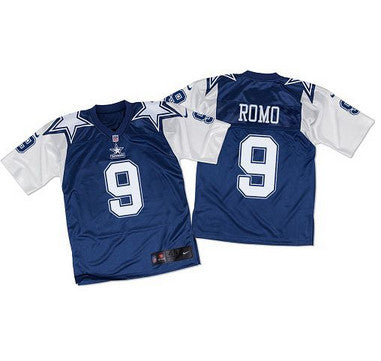 Nike Cowboys 9 Tony Romo Navy Bluewhite Throwback Mens Stitched Nfl Elite Jersey