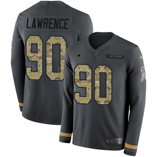 Nike Cowboys 90 Demarcus Lawrence Anthracite Salute To Service Mens Stitched Nfl Limited Therma Long Sleeve Jersey