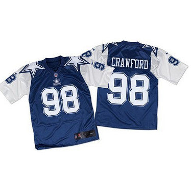 Nike Cowboys 98 Tyrone Crawford Navy Bluewhite Throwback Mens Stitched Nfl Elite Jersey