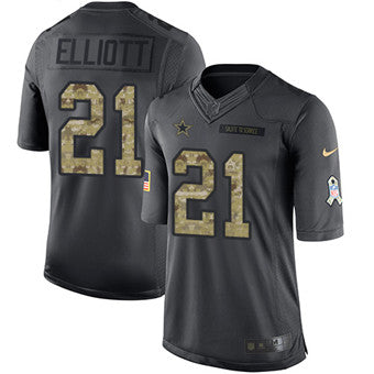Nike Dallas Cowboys 21 Ezekiel Elliott Black Mens Stitched Nfl Limited 2016 Salute To Service Jersey