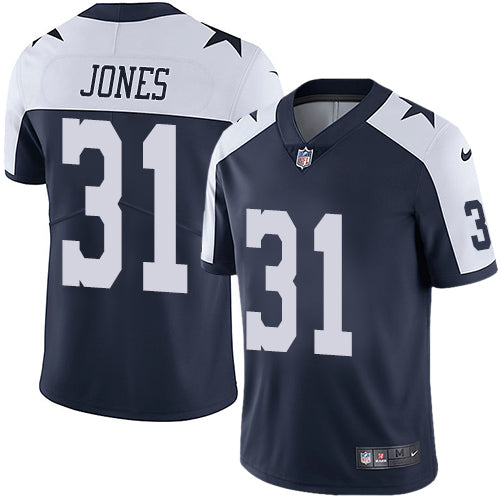 Nike Dallas Cowboys 31 Byron Jones Navy Blue Thanksgiving Mens Stitched Nfl Vapor Untouchable Limited Throwback Jersey