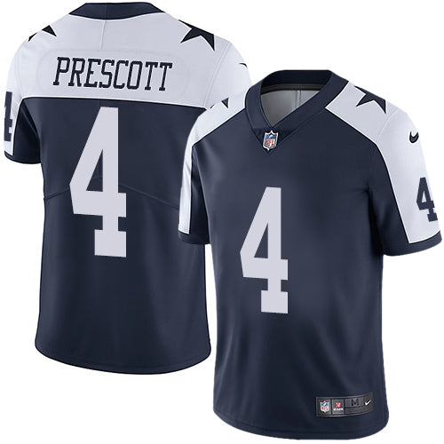 Nike Dallas Cowboys 4 Dak Prescott Navy Blue Thanksgiving Mens Stitched Nfl Vapor Untouchable Limited Throwback Jersey