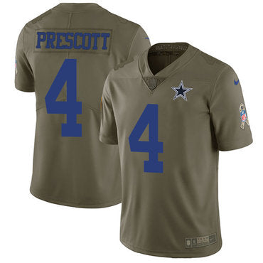 Nike Dallas Cowboys 4 Dak Prescott Olive Mens Stitched Nfl Limited 2017 Salute To Service Jersey