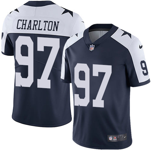Nike Dallas Cowboys 97 Taco Charlton Navy Blue Thanksgiving Mens Stitched Nfl Vapor Untouchable Limited Throwback Jersey