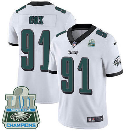 Nike Eagles 91 Fletcher Cox White Super Bowl Lii Champions Mens Stitched Nfl Vapor Untouchable Limited Jersey