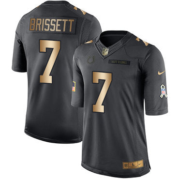 Nike Indianapolis Colts 7 Jacoby Brissett Black Mens Stitched Nfl Limited Gold Salute To Service Jersey