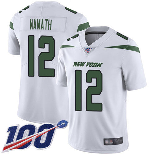 Nike Jets 12 Joe Namath White Mens Stitched Nfl 100th Season Vapor Limited Jersey