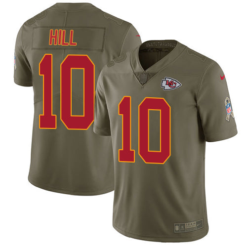 Nike Kansas City Chiefs 10 Tyreek Hill Olive Mens Stitched Nfl Limited 2017 Salute To Service Jersey