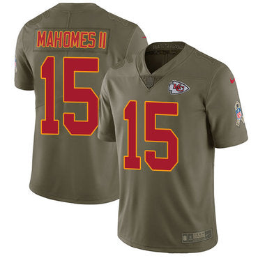 Nike Kansas City Chiefs 15 Patrick Mahomes Ii Olive Mens Stitched Nfl Limited 2017 Salute To Service Jersey