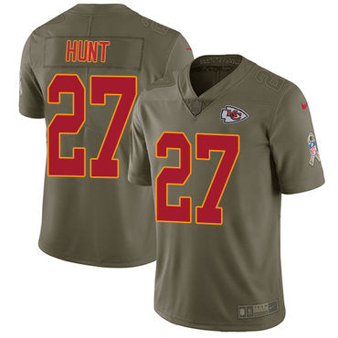 Nike Kansas City Chiefs 27 Kareem Hunt Olive Mens Stitched Nfl Limited 2017 Salute To Service Jersey
