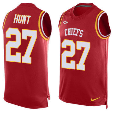 Nike Kansas City Chiefs 27 Kareem Hunt Red Team Color Mens Stitched Nfl Limited Tank Top Jersey