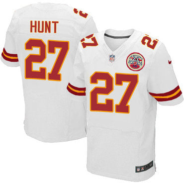 Nike Kansas City Chiefs 27 Kareem Hunt White Mens Stitched Nfl Elite Jersey