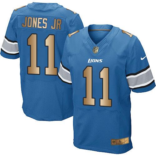 Nike Lions 11 Marvin Jones Jr Blue Team Color Mens Stitched Nfl Elite Gold Jersey