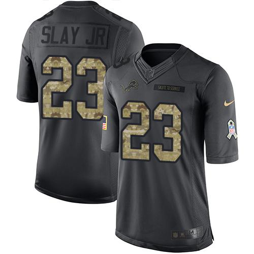 Nike Lions 23 Darius Slay Jr Black Mens Stitched Nfl Limited 2016 Salute To Service Jersey