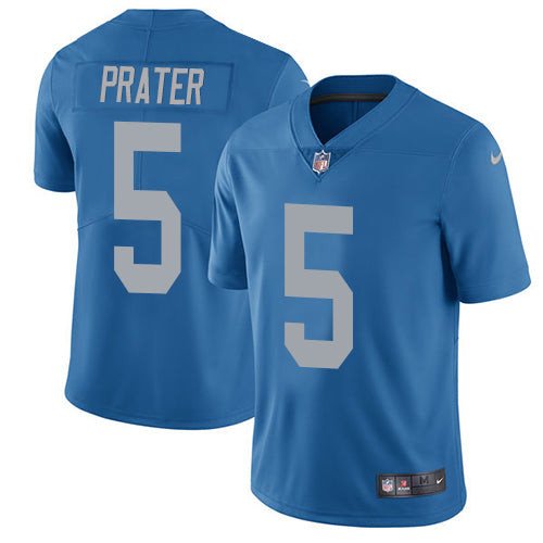 Nike Lions 5 Matt Prater Blue Throwback Mens Stitched Nfl Limited Jersey