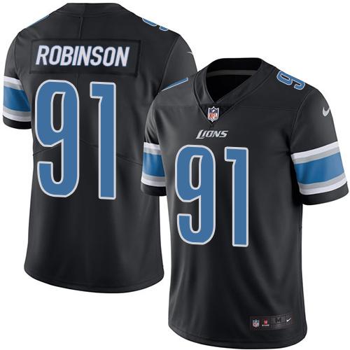 Nike Lions 91 Ashawn Robinson Black Mens Stitched Nfl Limited Rush Jersey