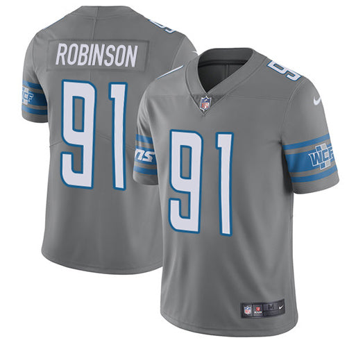Nike Lions 91 Ashawn Robinson Gray Mens Stitched Nfl Limited Rush Jersey
