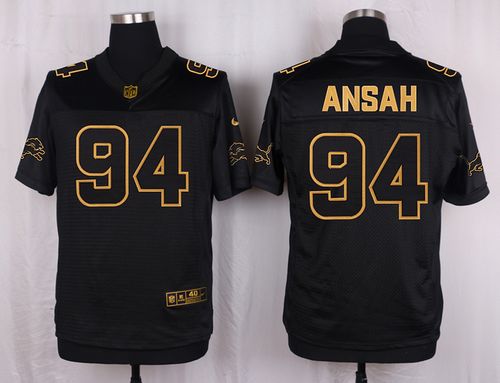 Nike Lions 94 Ziggy Ansah Black Mens Stitched Nfl Elite Pro Line Gold Collection Jersey