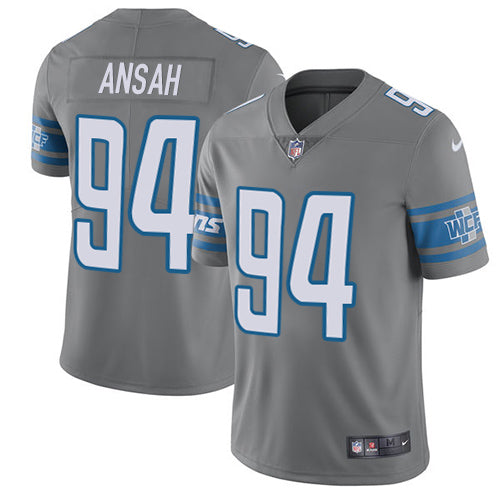 Nike Lions 94 Ziggy Ansah Gray Mens Stitched Nfl Limited Rush Jersey