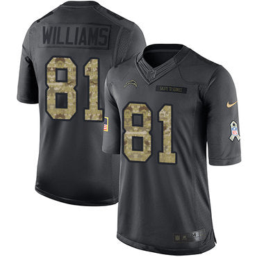 Nike Los Angeles Chargers 81 Mike Williams Black Mens Stitched Nfl Limited 2016 Salute To Service Jersey